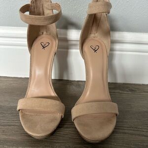 Windsor Tan Stiletto Heels with Ankle Strap